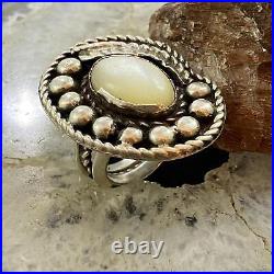 Vintage Native American Silver Oval MOP Decorated Ring Size 6.25 For Women Vintage Native American Silver Oval MOP Decorated Ring Size 6.25 For Women
