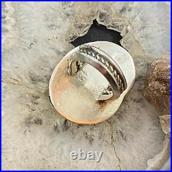 Vintage Native American Silver Oval MOP Decorated Ring Size 6.25 For Women