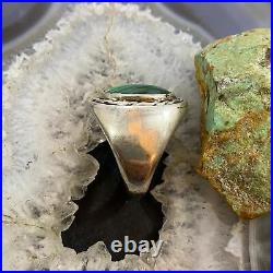 Vintage Native American Silver Oval Malachite Shield Ring Size 11 For Men