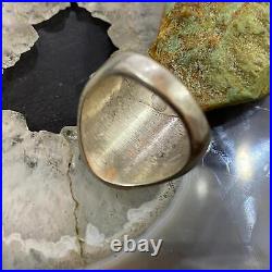 Vintage Native American Silver Oval Malachite Shield Ring Size 11 For Men