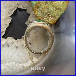 Vintage Native American Silver Oval Malachite Shield Ring Size 11 For Men