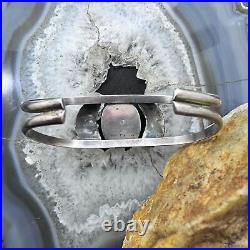 Vintage Native American Silver Oval Turquoise Decorated Split Shank Bracelet