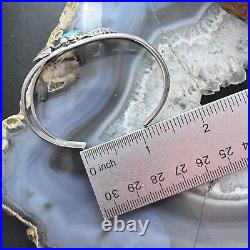 Vintage Native American Silver Oval Turquoise Decorated Split Shank Bracelet