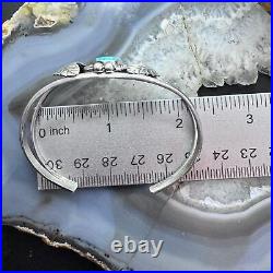 Vintage Native American Silver Oval Turquoise Decorated Split Shank Bracelet