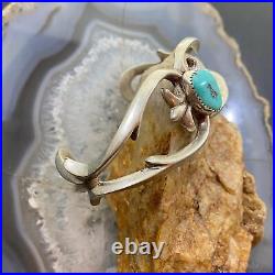 Vintage Native American Silver Oval Turquoise Sandcast Bracelet For Women #1