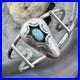 Vintage Native American Silver Oval Turquoise Shadow Box Split Shank Bracelet