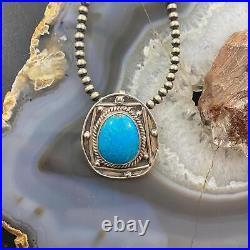 Vintage Native American Silver Oval Turquoise Unisex Pendant