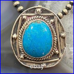 Vintage Native American Silver Oval Turquoise Unisex Pendant