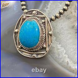 Vintage Native American Silver Oval Turquoise Unisex Pendant