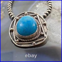 Vintage Native American Silver Oval Turquoise Unisex Pendant