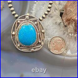 Vintage Native American Silver Oval Turquoise Unisex Pendant