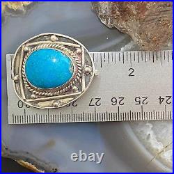 Vintage Native American Silver Oval Turquoise Unisex Pendant