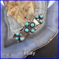 Vintage Native American Silver Petit Point Turquoise Cluster Bracelet For Women