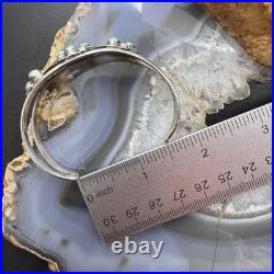Vintage Native American Silver Petit Point Turquoise Cluster Bracelet For Women
