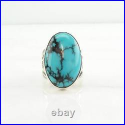 Vintage Native American Silver Ring Spiderweb Turquoise Stamped Sterling Size 10
