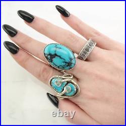 Vintage Native American Silver Ring Spiderweb Turquoise Stamped Sterling Size 10