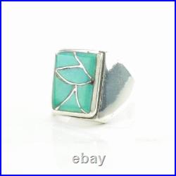 Vintage Native American Silver Ring Turquoise Fishscale Sterling Size 10 1/4