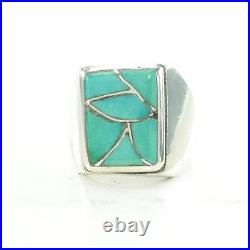 Vintage Native American Silver Ring Turquoise Fishscale Sterling Size 10 1/4