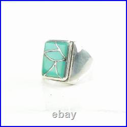 Vintage Native American Silver Ring Turquoise Fishscale Sterling Size 10 1/4