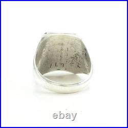 Vintage Native American Silver Ring Turquoise Fishscale Sterling Size 10 1/4