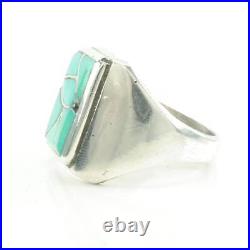 Vintage Native American Silver Ring Turquoise Fishscale Sterling Size 10 1/4
