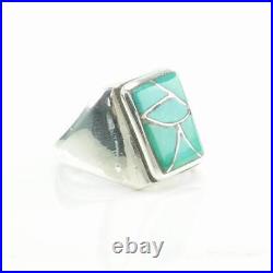 Vintage Native American Silver Ring Turquoise Fishscale Sterling Size 10 1/4