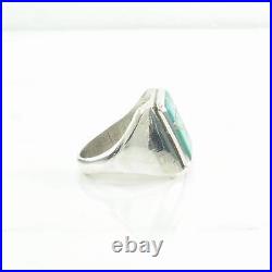 Vintage Native American Silver Ring Turquoise Fishscale Sterling Size 10 1/4