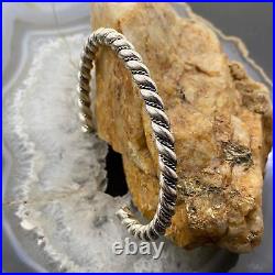 Vintage Native American Silver Rope Twisted Stackable Bracelet For Women