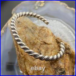 Vintage Native American Silver Rope Twisted Stackable Bracelet For Women