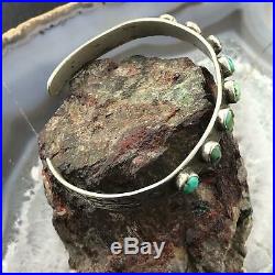 Vintage Native American Silver Single Row Turquoise Slim Cuff Bracelet For Women