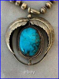 Vintage Native American Silver Spinner Pendant & necklace Turquoise Coral
