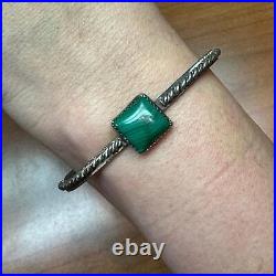 Vintage Native American Silver Square Malachite Decorated Bracelet For Women