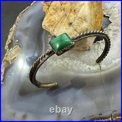Vintage Native American Silver Square Malachite Decorated Bracelet For Women