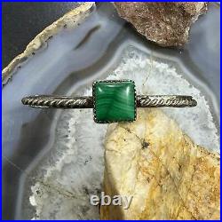 Vintage Native American Silver Square Malachite Decorated Bracelet For Women