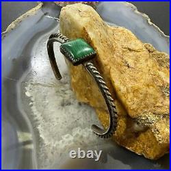 Vintage Native American Silver Square Malachite Decorated Bracelet For Women