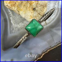 Vintage Native American Silver Square Malachite Decorated Bracelet For Women