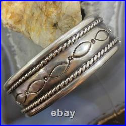 Vintage Native American Silver Stamped & Decorated Heavy Bracelet For Women