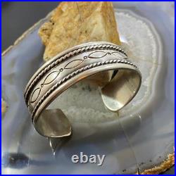 Vintage Native American Silver Stamped & Decorated Heavy Bracelet For Women