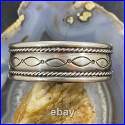 Vintage Native American Silver Stamped & Decorated Heavy Bracelet For Women