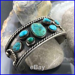 Vintage Native American Silver Turquoise Bracelet Cuff For Men Or Women