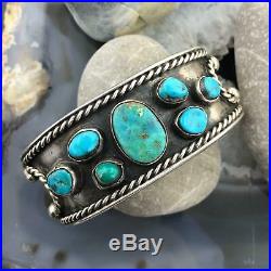 Vintage Native American Silver Turquoise Bracelet Cuff For Men Or Women