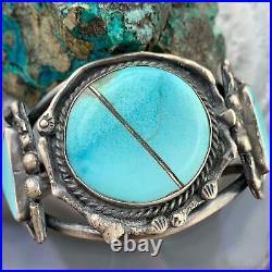 Vintage Native American Silver Turquoise Cuff Bracelet For Women