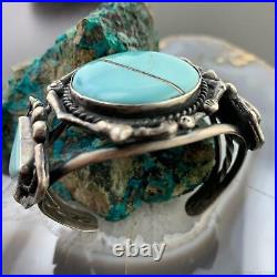 Vintage Native American Silver Turquoise Cuff Bracelet For Women