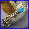 Vintage Native American Silver Turquoise Feather Bracelet For Women