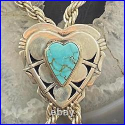 Vintage Native American Silver Turquoise Heart Lariat 26 Necklace For Women