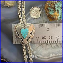 Vintage Native American Silver Turquoise Heart Lariat 26 Necklace For Women