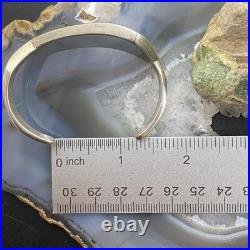 Vintage Native American Silver Turquoise Inlay Heavy Gauge Bracelet For Women