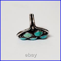 Vintage Native American Silver & Turquoise Large Cluster Ring Signed HC Size 6.5