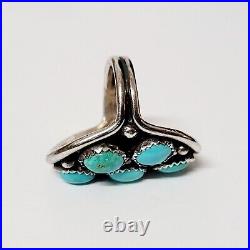 Vintage Native American Silver & Turquoise Large Cluster Ring Signed HC Size 6.5