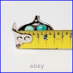 Vintage Native American Silver & Turquoise Large Cluster Ring Signed HC Size 6.5